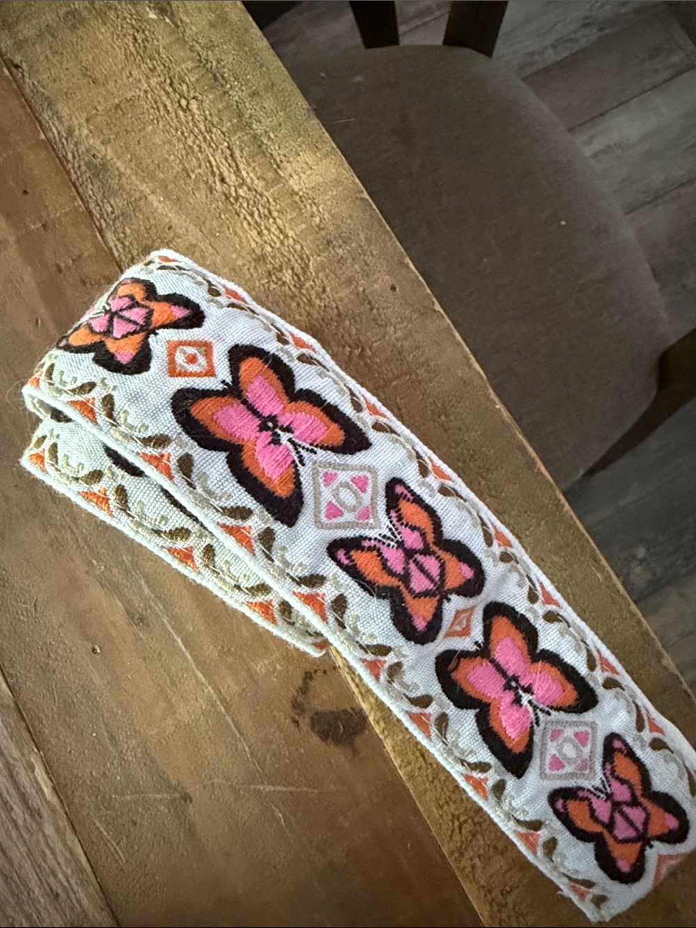 POL Embroidered Pink & Orange Floral Trim Belt nwot